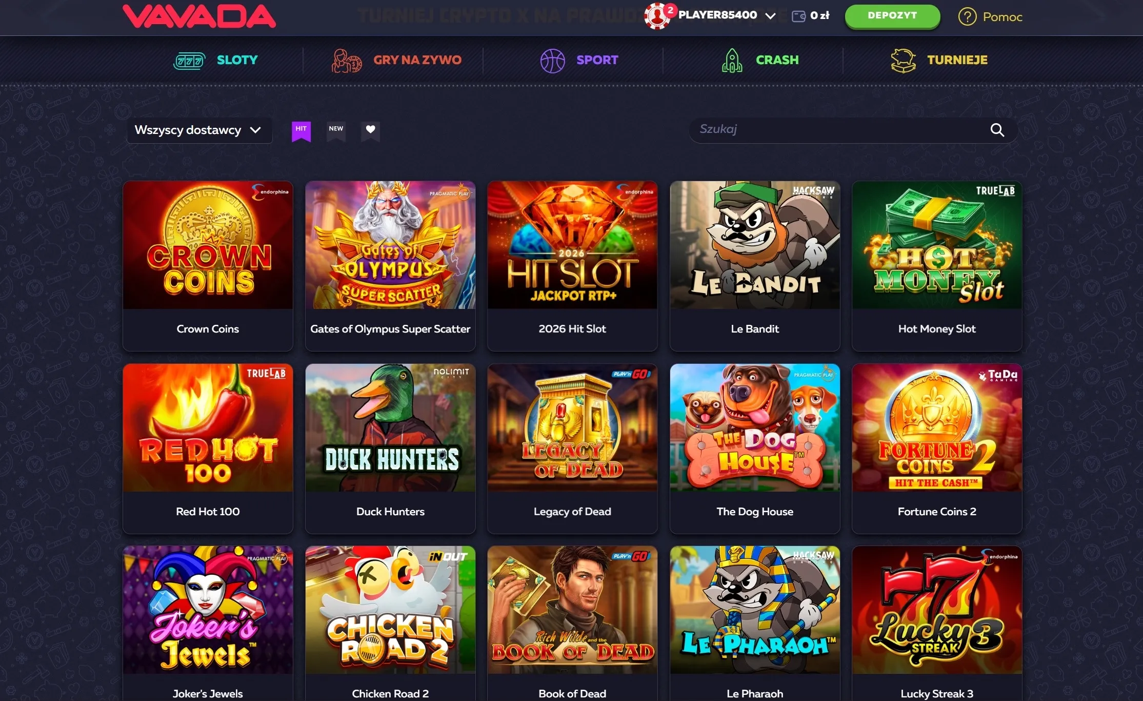 Sloty dostępne w Vavada Casino