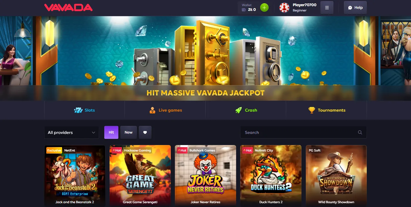 VAVADA logowanie i gra bez VPN przez Mirror
